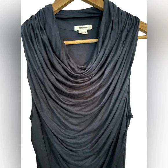 Helmut Lang Navy Blue Draped Jersey Shirt Dress Size S Perfect Condition - Picture 2 of 6